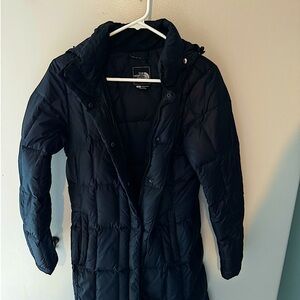 North face knee length down jacket